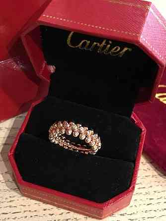 Cartier кільце з "зубчиками" у рожевому золоті з камінням / Cartier кільце з "зубчиками" Одеса