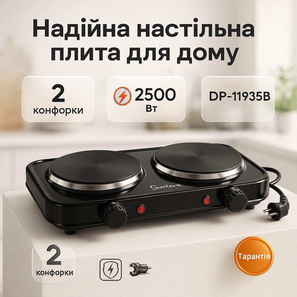Кухонная электрическая плита на две конфорки, Плита напольная мощная, Мини электроплита PF-76 Львов - изображение 8
