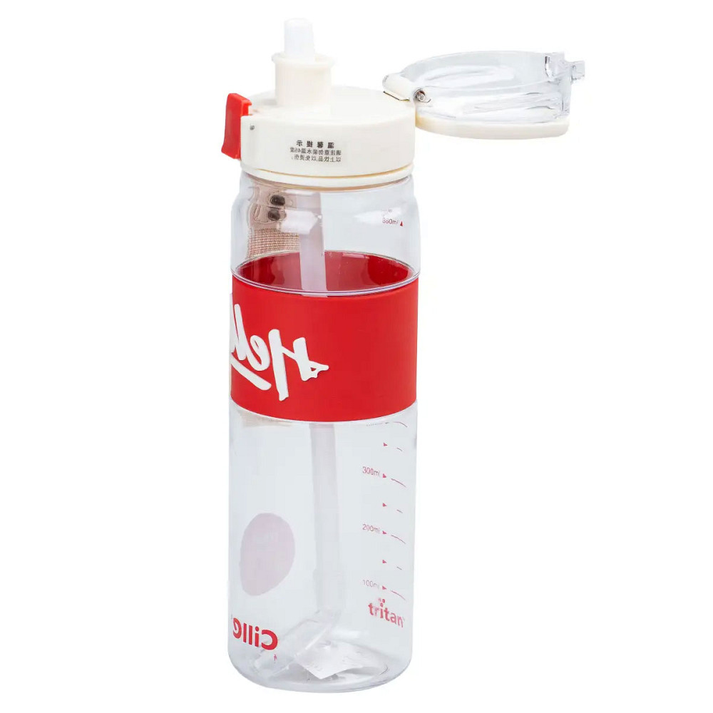 Пляшка для води 860 мл тритан з ремінцем і ручкою Червона HP17303R Коломия - фото 2