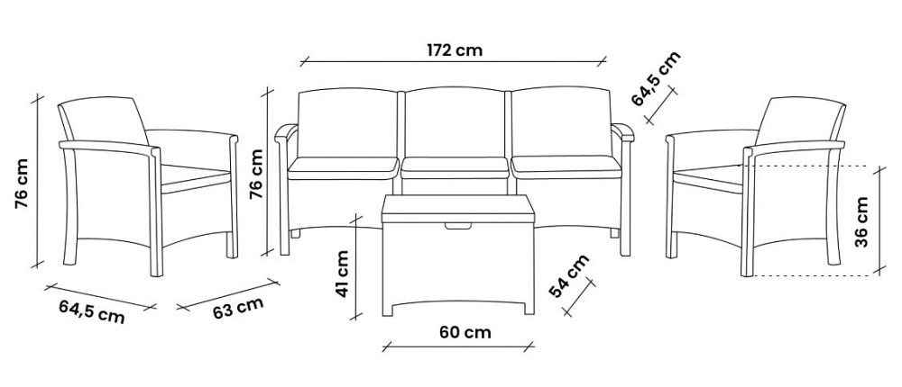 Набір садових меблів BICA Venezia 3, графіт Київ - фото 10