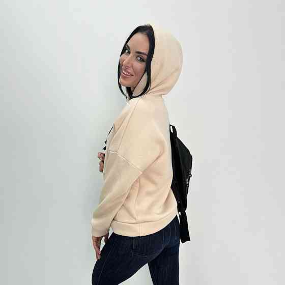 Жіночий теплий худі з капюшоном "Basic" Турція оптом | Норма і батал Бежевий, 42-44 Київ