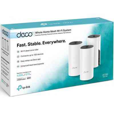 Точка доступа Wi-Fi TP-Link DECO E4 3 pcs AC1200, 2xFE LAN/WAN, MESH, MU-MIMO, Beamformi (DECO-E4-3-PACK) Винница