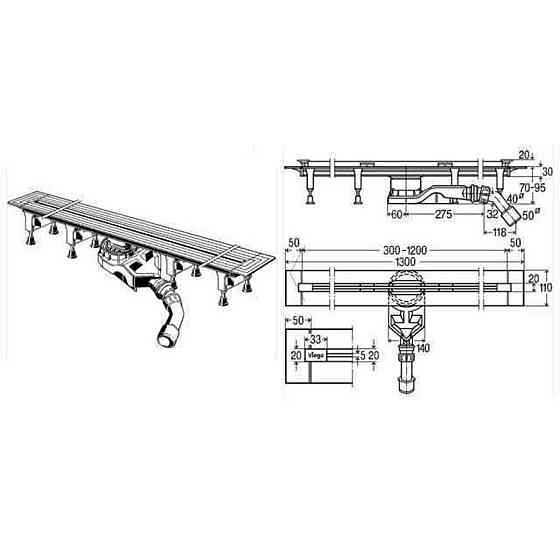 Душовий лоток Advantix Vario 30-120 см VIEGA 721671 Київ