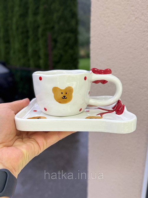 Чашка з блюдцем кераміка Olens "Банти та мішки" 220 мл 8030-439 Київ - фото 1