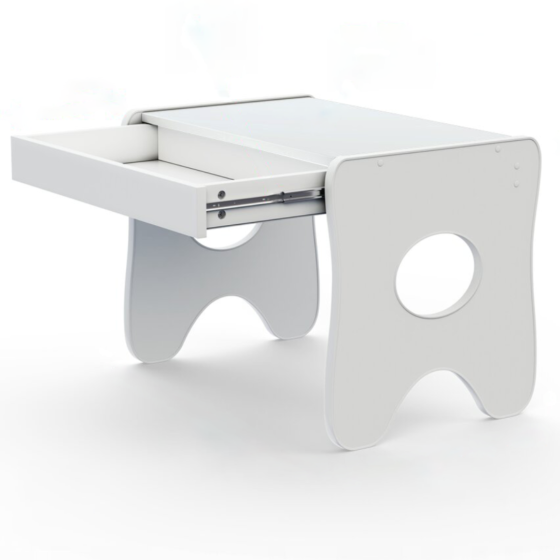 Зручний столик в дитячу кімнату 70×45×51, дитячий гральний стіл з шухлядкою, білий з деревом 1, Білий, ламінована ДСП, № 1, ДСП, ДСП Київ