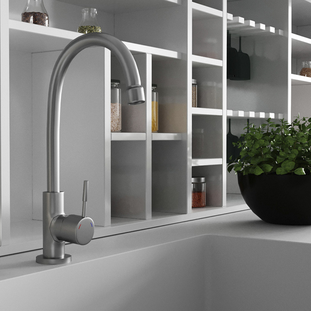 Кран на одну воду Kroner KRP Edelstahl Klassisch — ESG098 сатин Київ - фото 10