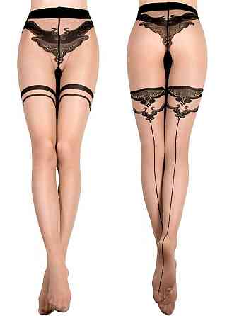 Колготки черные с золотистым узором (20 den), L/XL Sex Aura Киев