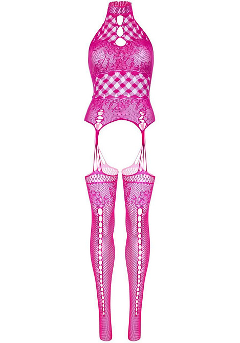 Кружевной бодистокинг с открытым доступом Leg Avenue High neck lace bodystocking One size Raspberry Sex Aura Киев - изображение 6