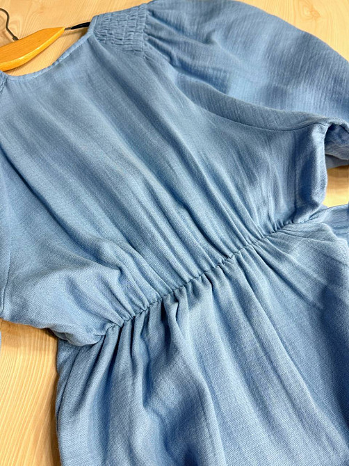 Сукня жіноча Mix Ray 4196 довга з розрізом вузол на грудях з муслину блакитна, блакитний, S Київ - фото 14