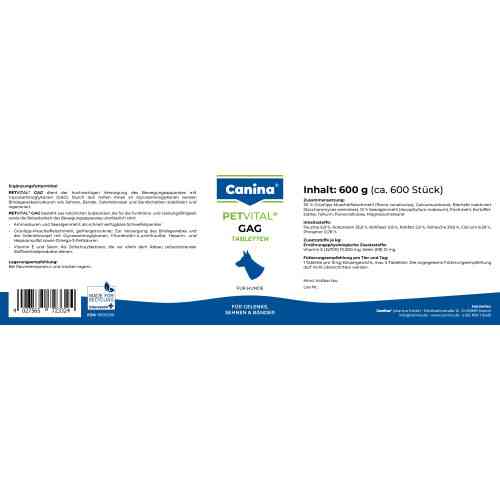 Мінеральний комплекс Canina Petvital GAG для собак для суглобів і тканин глюкозамін з екстрактом мідій 600 г 600 табл. Київ