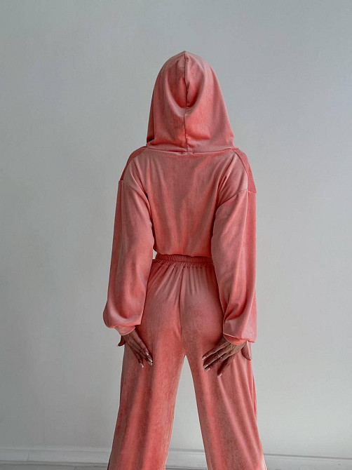 Женский стильный костюм двойка: кофта и штаны из плюш велюра Персик, 42/44 Одесса - изображение 7