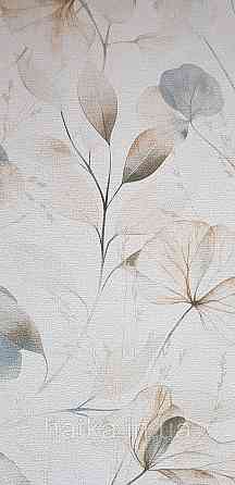 Обои виниловые на флизелине Rasch County Living метровые листья ветки прованс коричневые синие серые на белом Киев