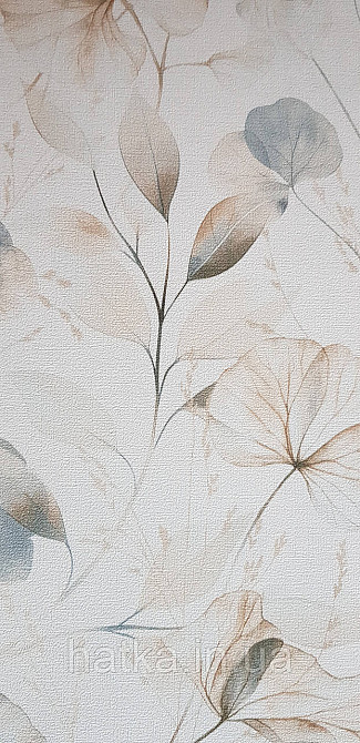 Обои виниловые на флизелине Rasch County Living метровые листья ветки прованс коричневые синие серые на белом Киев - изображение 2