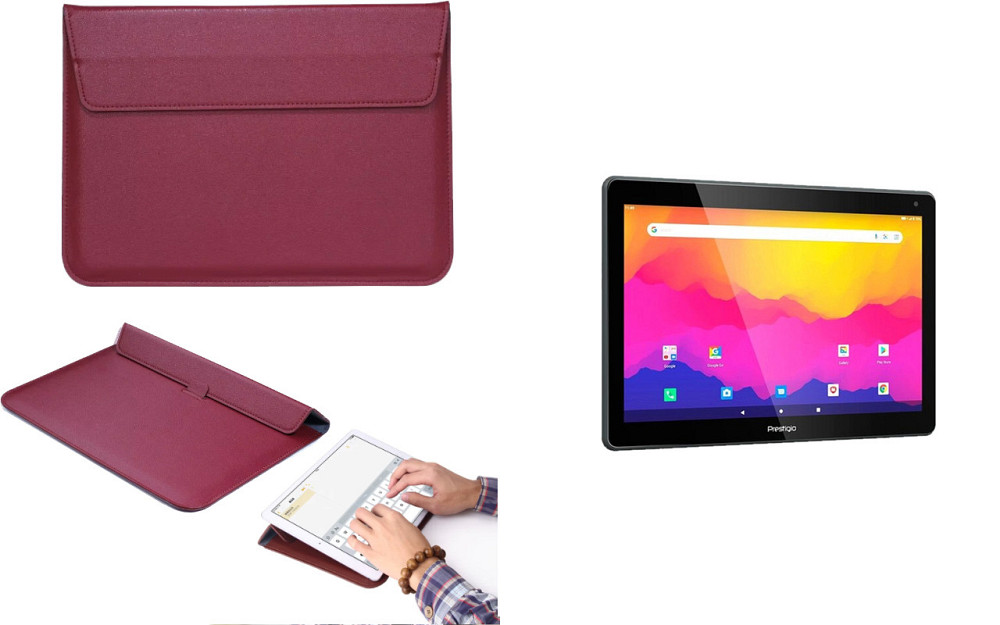 Чохол-конверт VitoCase для Prestigio Muze 3231 4G, Muze 4231 4G, з функцією підставки для планшета Бордовий Київ - фото 1
