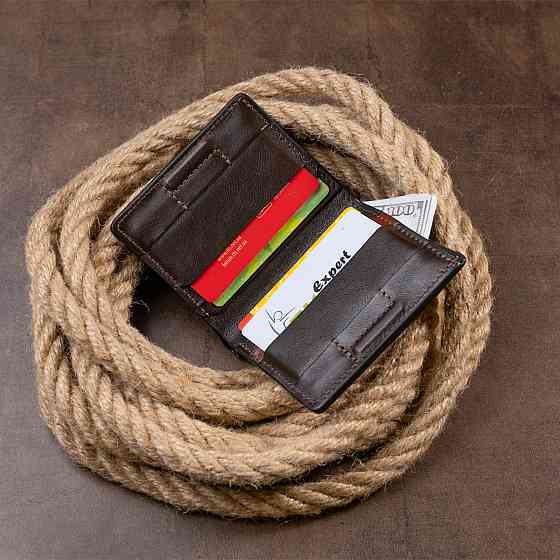 Вертикальне портмоне-кредитниця комбі в гладкій шкірі GRANDE PELLE 11328 Коричневе Київ