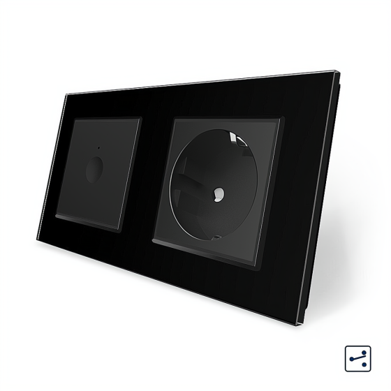 LIVOLO Сенсорний прохідний/перехресний вимикач Sense 1 сенсор 1 розетка Livolo чорний скло (VL- Коломыя