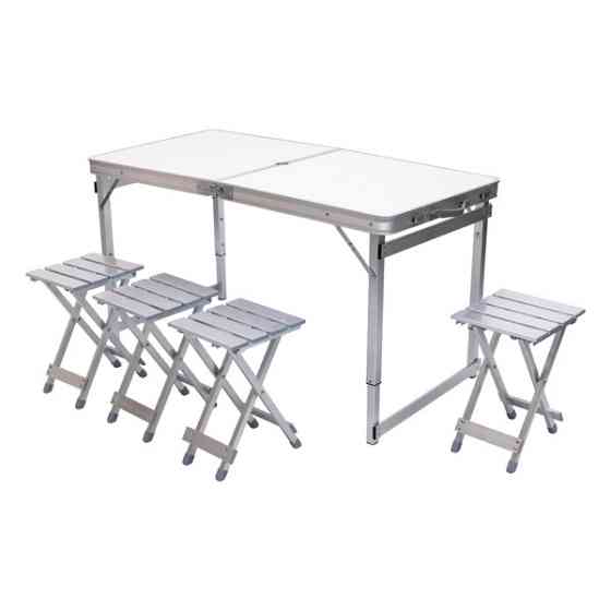 Розкладний стіл + 4 стільці кемпінговий набір для пікніка, риболовлі, відпочинку, туризму Білий JY-12061W Київ