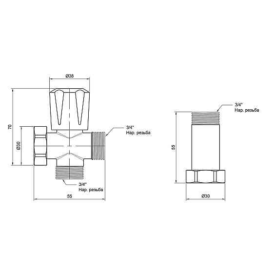 Кран кульовий Thermo Alliance Standart приладовий з подовжувачем 3/4"НВ SD183W20 Київ