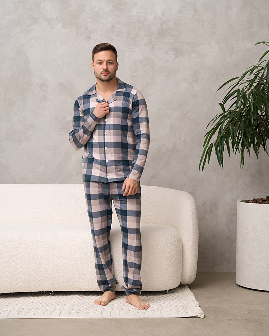 Мужская пижама со штанами - клетка - Family look для пары Tom John 93480 XL Киев - изображение 9