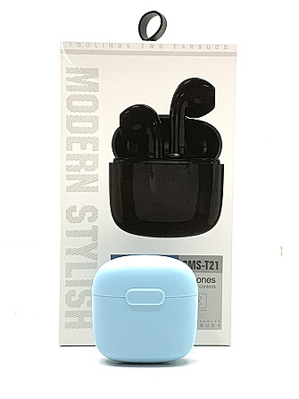 Навушники бездротові версія bluetooth 5.0 розмір кейсу 4,5*2*4 см Блакитний (C 55269) Чернігів - фото 3