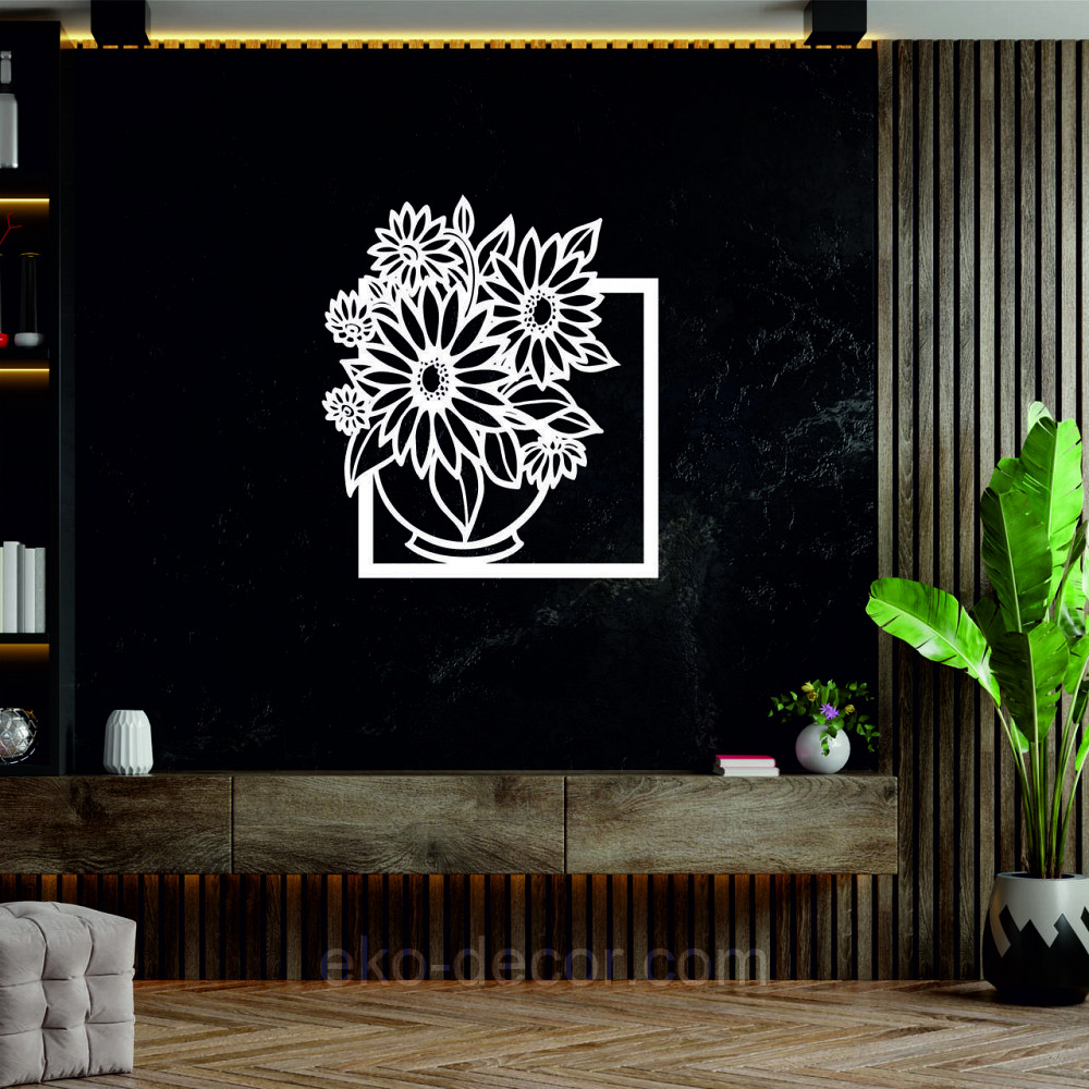 Декоративне настінне Панно «Букет квітів», Декор на стіну 70*61 см, Білий Київ - фото 9