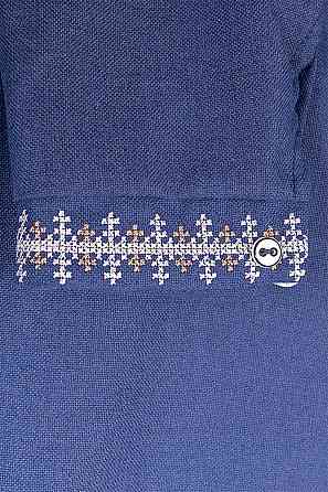 Вишиванка лляна, для хлопчика з довгим рукавом, розміри на зріст колір джинс Київ