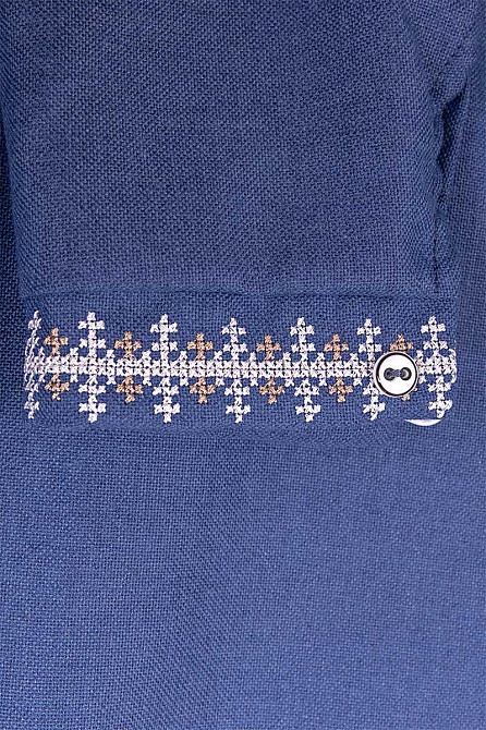 Вишиванка лляна, для хлопчика з довгим рукавом, розміри на зріст колір джинс Київ - фото 4