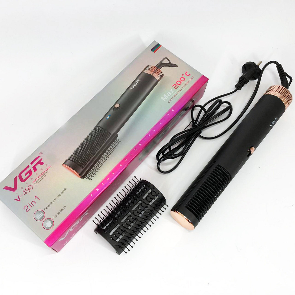 Фен-щітка з насадкою для укладання VGR V-490, Фен з режимом захисту волосся, Фен для волосся від мережі ZD-98 Івано-Франківськ - фото 8