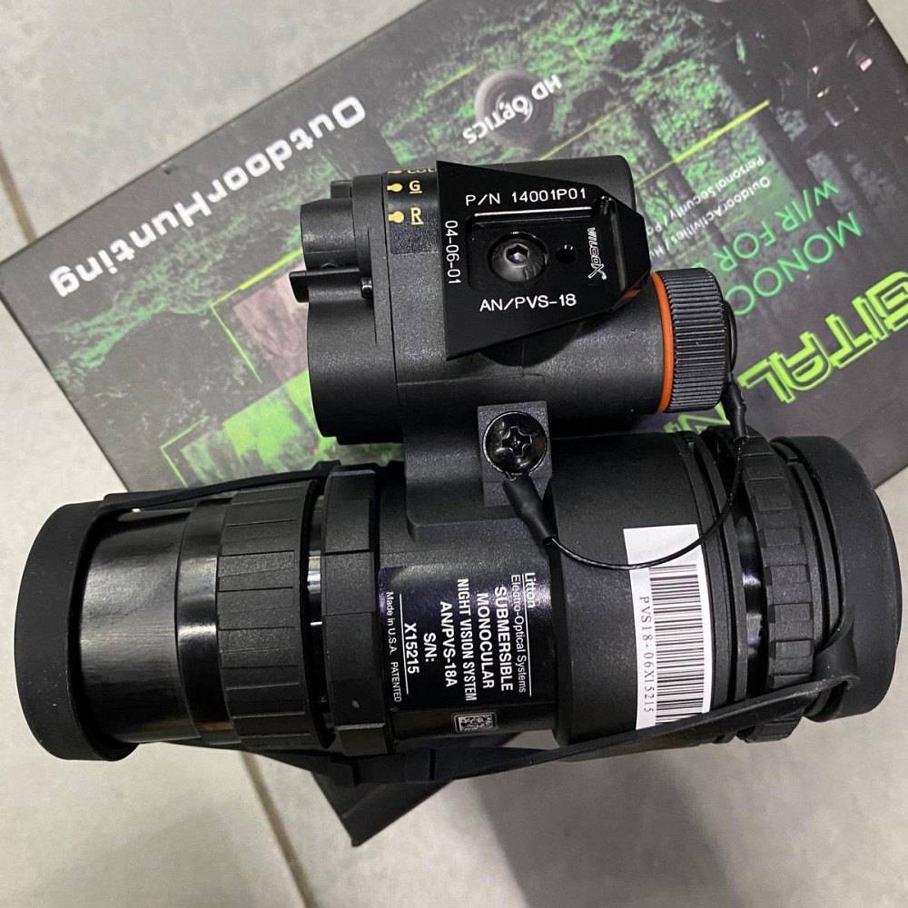 Монокуляр ночного видения Spina optics PVS-18, 1х32, цифровой, крепление на шлем, подсумок Solmir Киев - изображение 7