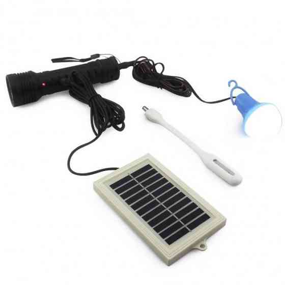 Ручний ліхтарик Bailong BL YW-037 з LED лампою, акумулятором та сонячною батареєю, багатофункціональний Одеса