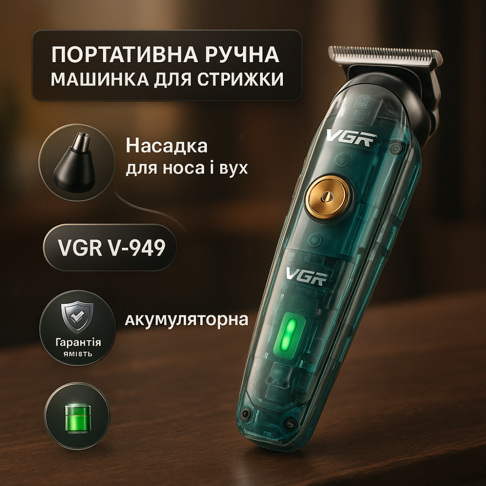 Машинка для стрижки волосся і потилиці, Професійна акумуляторна машинка для стрижки JX-45 Львів - фото 19