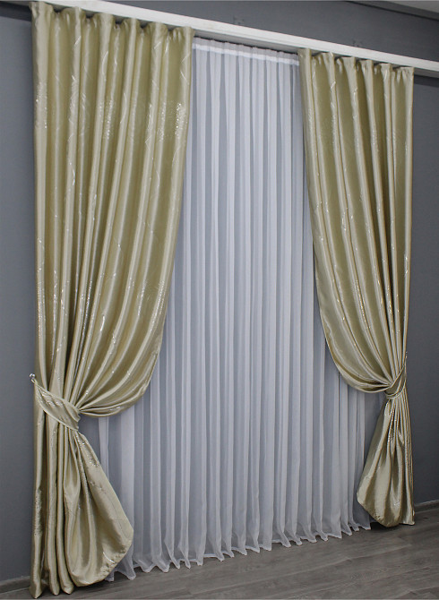 Комплект готових штор VR-Textil Софт № 1396ш Бежевий 150х270 см 2 шт (33-0249) Київ - фото 3