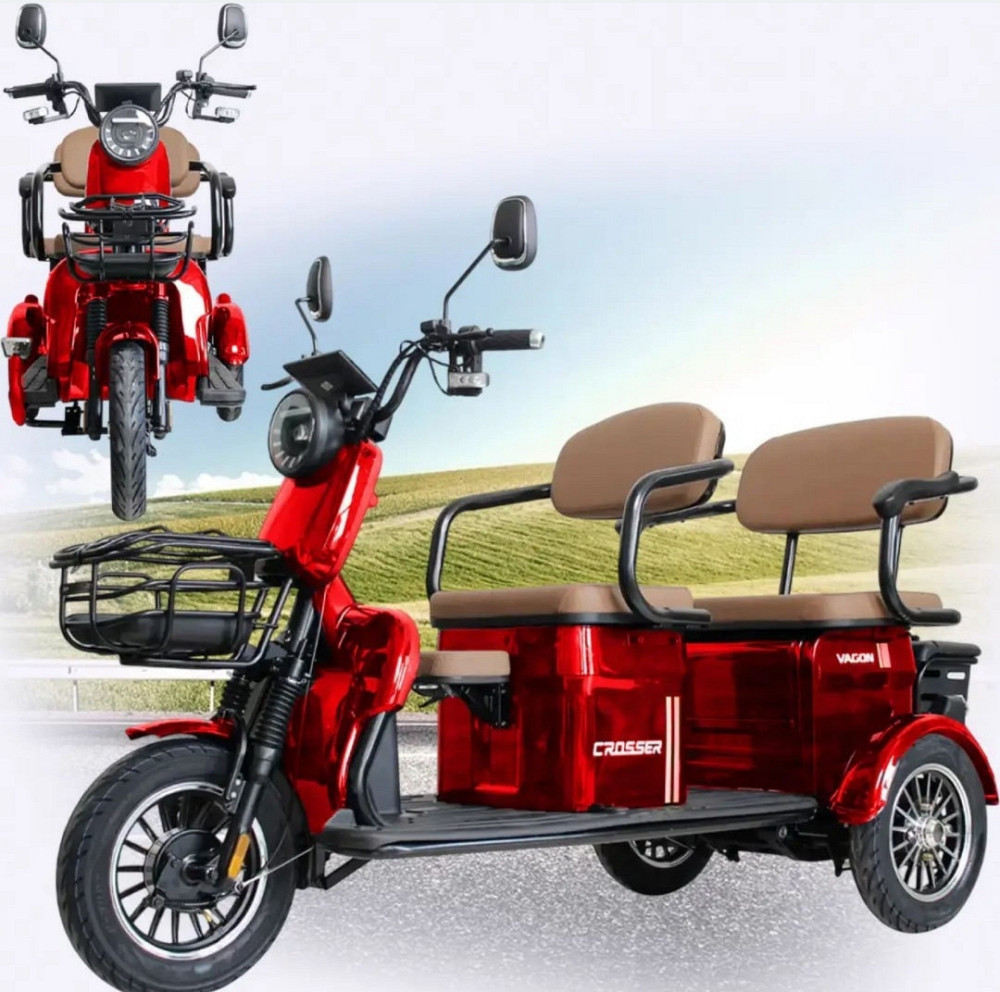 Електротрицикл Crosser TR-4 VAGON (1000вт 72 в 24ан)  - Червоний. Харків - фото 4