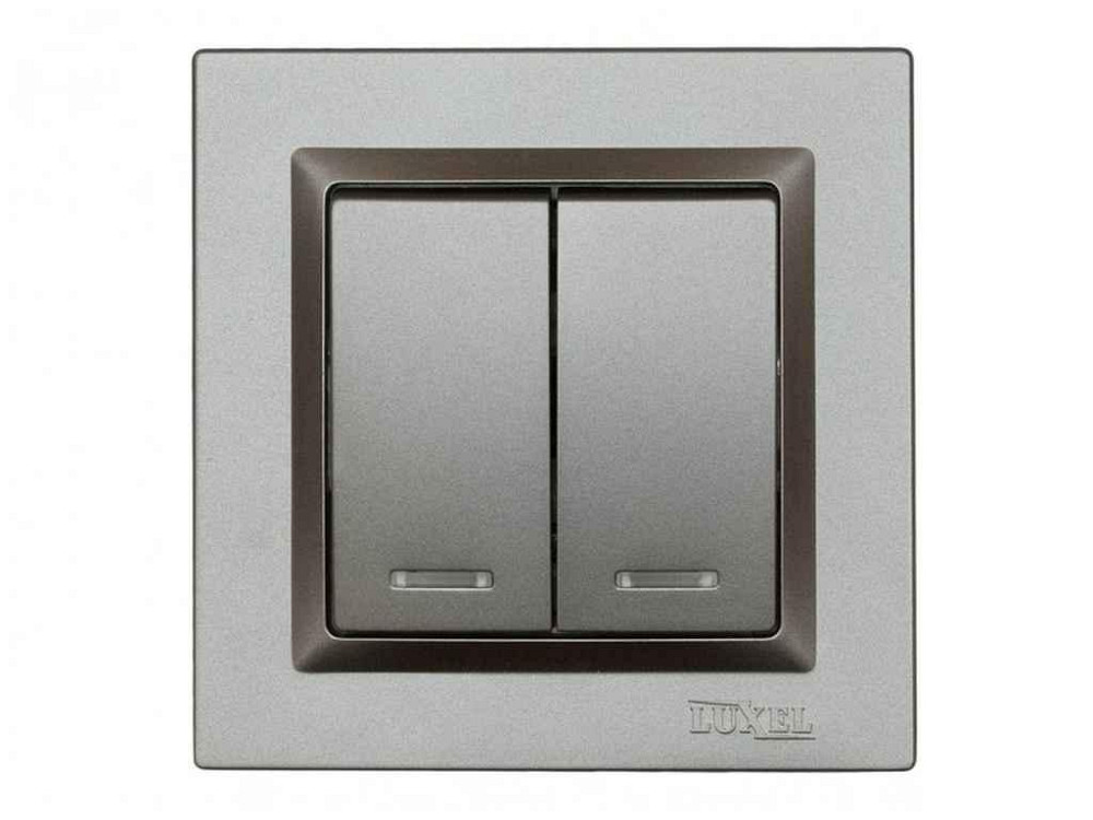 Выключатель двойной с подсветкой JAZZ (графiт) 9706 ТМ LUXEL Solmir Киев - изображение 1