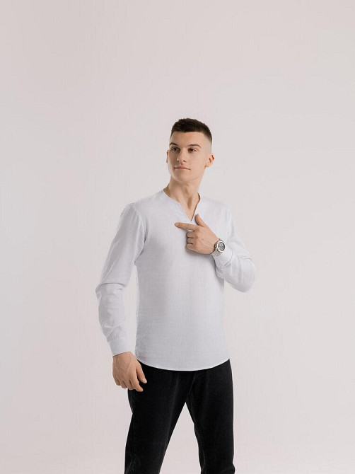 Мужская рубашка белая с длинным рукавом Pobedov Horizon Киев - изображение 3