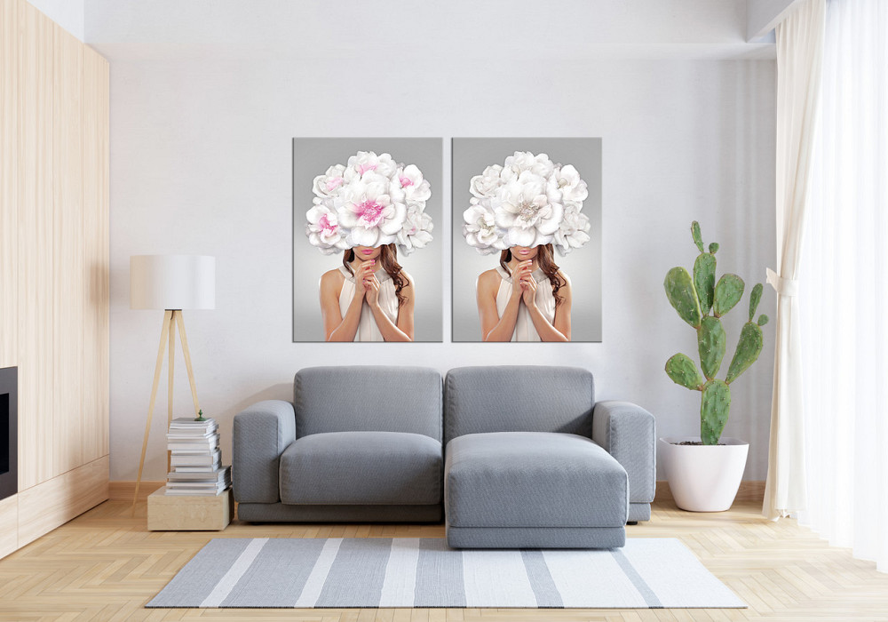 Модульная картина в гостиную / спальню   Дівчина в ніжних  квітах  TLV-2_061 70x102 см Київ - фото 3