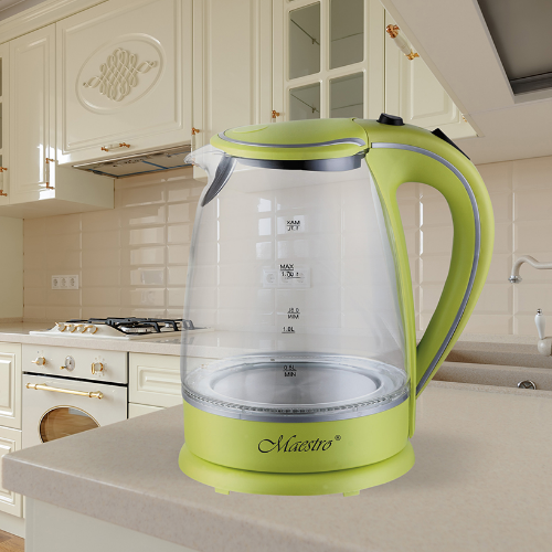 Електрочайник 1,7л 1850-2200W скло (диск) зелений MR-064-GREEN Maestro Житомир - изображение 4
