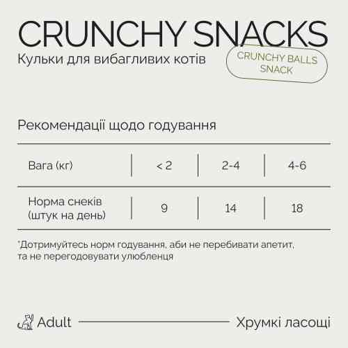 Хрумкі ласощі Savory Cats Snacks Crunchy Balls для дорослих вибагливих котів, кульки з котячою м’ятою, 60 г Київ