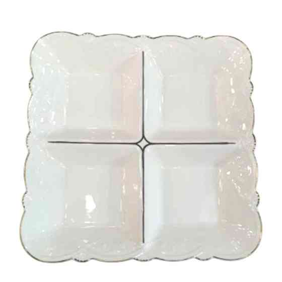 Yiwu Менажниця порцелянова на 4 секції для закусок 25×25×4 см Біла 120-YH- Коломия