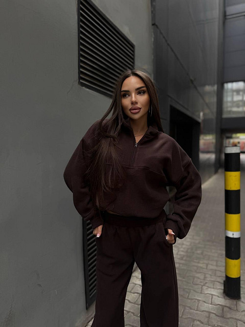 Жіночий зручний теплий костюм із флісу двосторонній Шоколад, 42/44 Одеса - фото 2