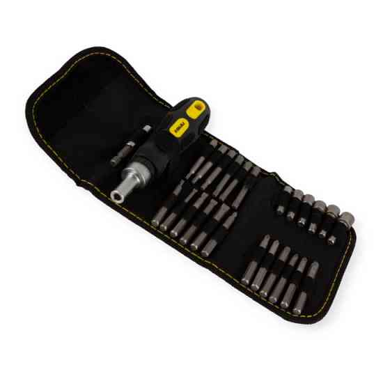 Отвертка с битами и насадками 26 шт CrV трещоточная (чехол) Мукачево