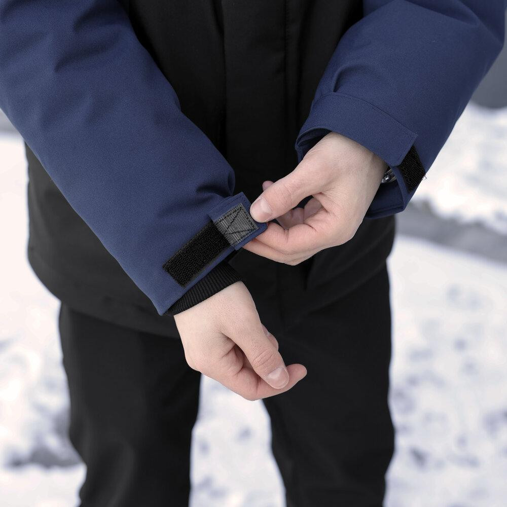 Парка чоловіча зимова з капюшоном чорно-синя Pobedov Navy Київ - фото 8