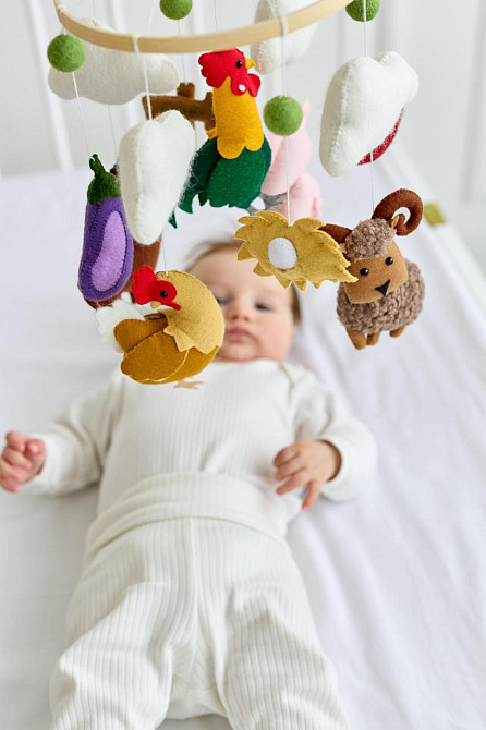 Дитячий музичний мобіль на ліжечко для немовлят WoollyFox "Мрія Фермера"на 35 мелодій Київ - фото 3
