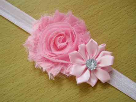 Повязочка на голову дитяча рожева - декор 9см, розмір універсальний (на резинці) Київ