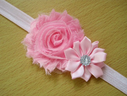 Повязочка на голову дитяча рожева - декор 9см, розмір універсальний (на резинці) Київ - фото 2