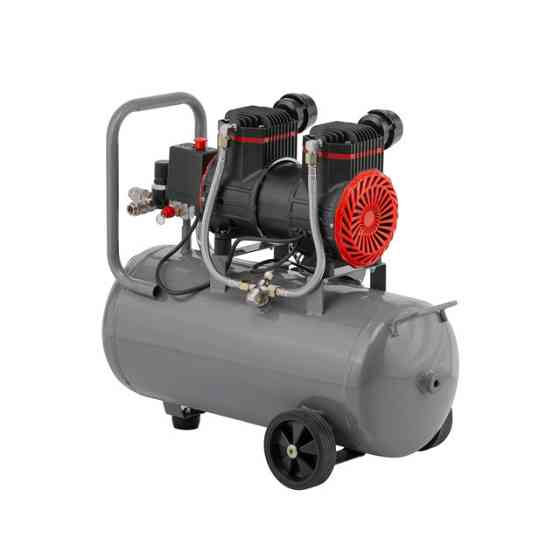 Компресор, 24 л, 1,5 кВт, 230 В, 8 атм, 250 л/хв, 2800 об/хв,  безмасляний, 2 циліндри, 68 дБ INTERTOOL PT-0033 Київ