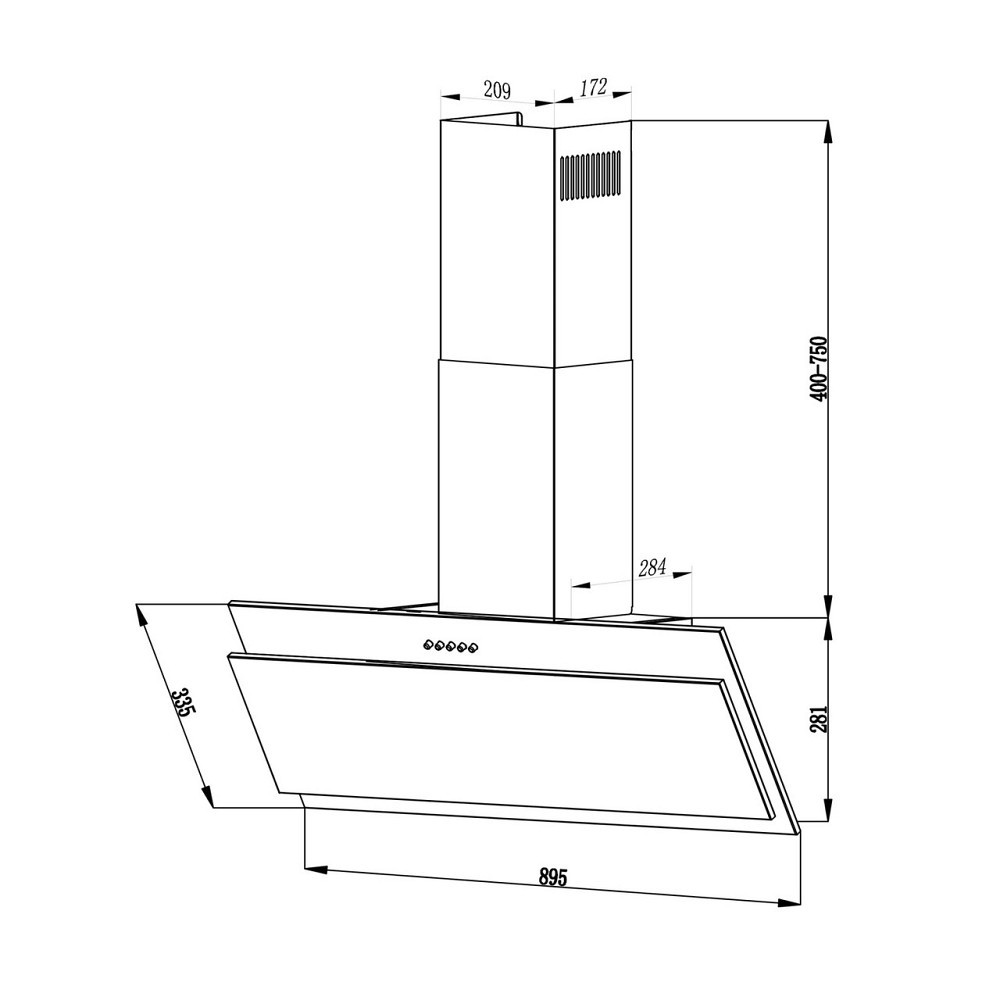 Вытяжка Alessia вытяжка над головой 350 м³/ч Push Control черный 90 см (Германия, читать описание) Ровно - изображение 9