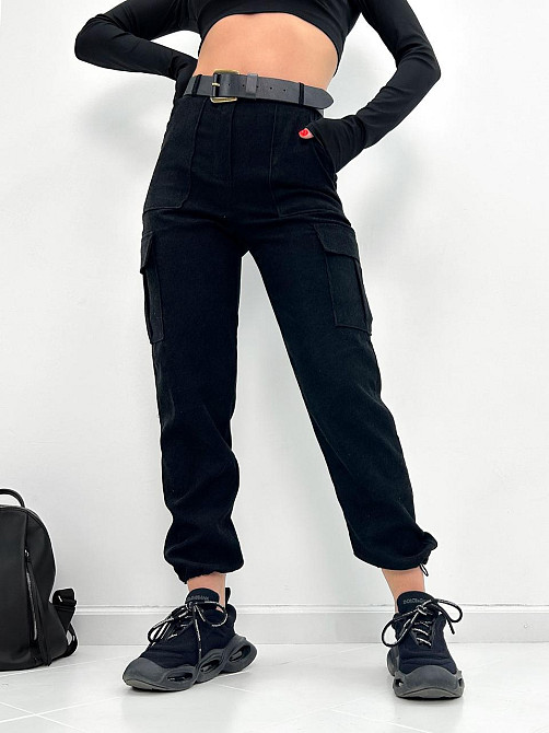 Жіночі вельветові брюки карго "Urban" оптом | Батал Чорний, 50 Київ - фото 6