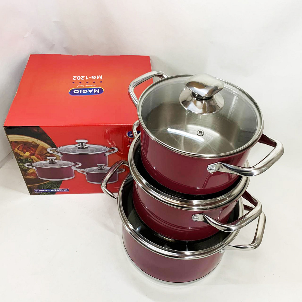 Набор качественных каструль MAGIO MG-1202 6 шт, Хорошие кастрюли, Кастрюля из нержавеющей стали YD-82 Львов - изображение 1