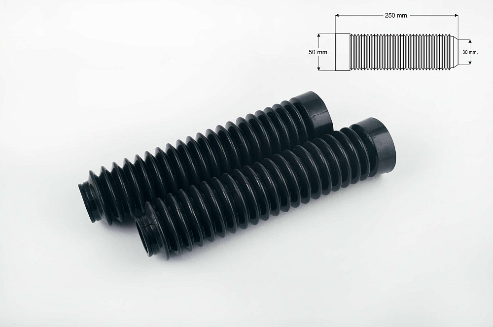 Гофри передньої вилки (пара) універсальні L-250mm, d-30mm, D-50mm (чорні) MZK Київ - фото 1